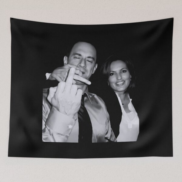 Item preview, Elliot Stabler And Olivia Benson Actors And Musicians Giving The Middle Finger Meme designed and sold by TheCatTemps.