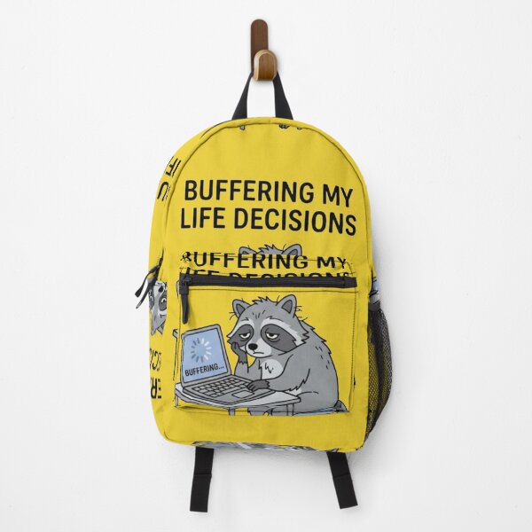 Item preview, Buffering My Life Decisions Raccoon designed and sold by Quiet Mode Studio.