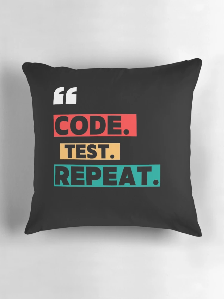 Thumbnail 3 of 4, Pillow, Code Test Repeat Programmer Sticker designed and sold by CodeChai-Studio.