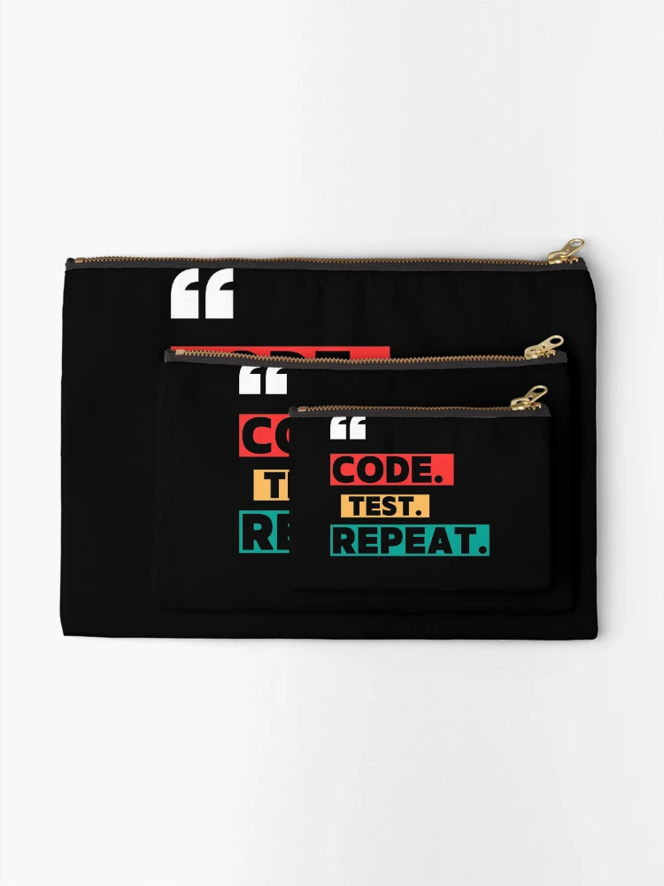 Thumbnail 2 of 4, Zipper Pouch, Code Test Repeat Programmer Sticker designed and sold by CodeChai-Studio.