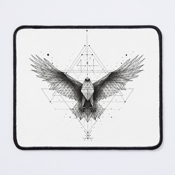 Item preview, Geometric Eagle Sacred Geometry Dotwork | black and white art designed and sold by TypoArtPrints.