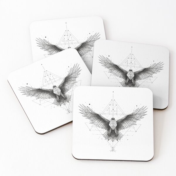 Item preview, Geometric Eagle Sacred Geometry Dotwork | black and white art designed and sold by TypoArtPrints.