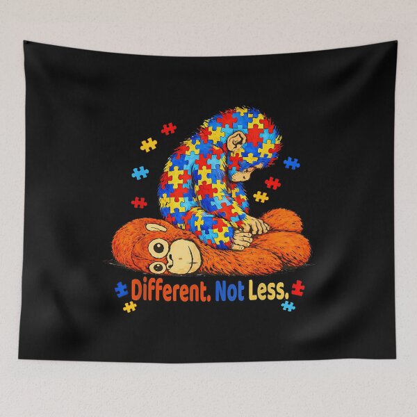 Item preview, Different Not Less Cute Autism Monkey Punch Puzzle Funny designed and sold by Dear-Blue.