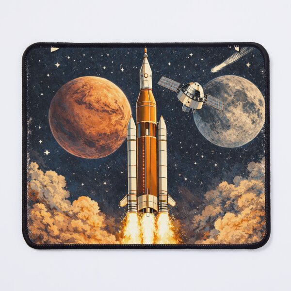 Item preview, Vintage Space Rocket Launch Poster – Deep Space Mission designed and sold by YBsahadow.
