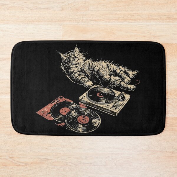 Item preview, Vintage Music Cat - Headphones & Retro Turntable designed and sold by Nacho Average Designs.