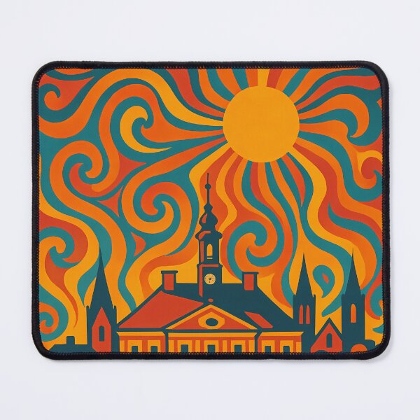 Item preview, Trippy Psychedelic Poster of Tartu | Neon University Skyline | Surreal Estonian Cityscape Art designed and sold by PaintedPixels01.
