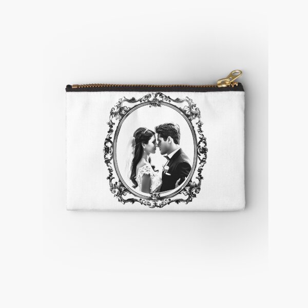 Item preview, Vintage Ornate Frame Wedding Portrait – Romantic Bride & Groom (Black & White) designed and sold by inkoutninja.