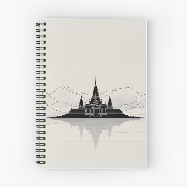 Item preview, Minimal Thai Temple Landscape Line Art Poster – Serene Thai Architecture Illustration designed and sold by ArtnarongDesign.