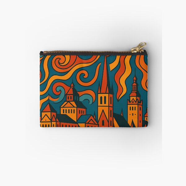 Item preview, Trippy Psychedelic Poster of Szczecin | Neon Pomeranian Dukes’ Castle Skyline | Surreal Polish Cityscape Art designed and sold by PaintedPixels01.