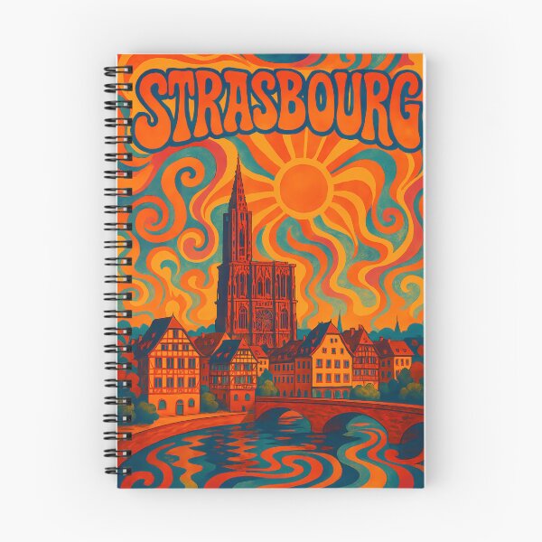 Item preview, Trippy Psychedelic Poster of Strasbourg | Neon Cathedral & Canal Skyline | Surreal French Cityscape Art designed and sold by PaintedPixels01.