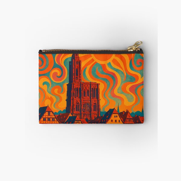 Item preview, Trippy Psychedelic Poster of Strasbourg | Neon Cathedral & Canal Skyline | Surreal French Cityscape Art designed and sold by PaintedPixels01.