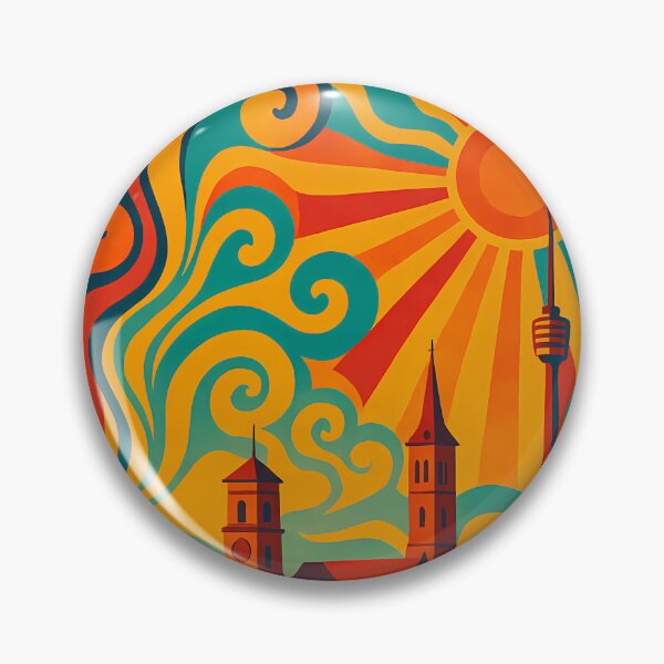 Item preview, Trippy Psychedelic Poster of Stuttgart | Neon Mercedes-Benz & TV Tower Skyline | Surreal German Cityscape Art designed and sold by PaintedPixels01.