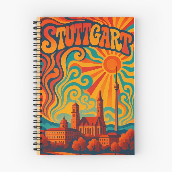 Item preview, Trippy Psychedelic Poster of Stuttgart | Neon Mercedes-Benz & TV Tower Skyline | Surreal German Cityscape Art designed and sold by PaintedPixels01.