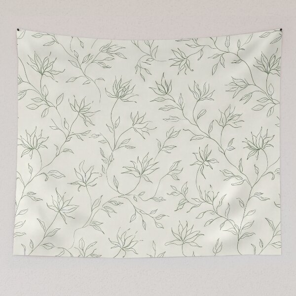 Item preview, Minimalist Tulipa Acuminata Green and White Seamless Pattern designed and sold by scicilysimonee.