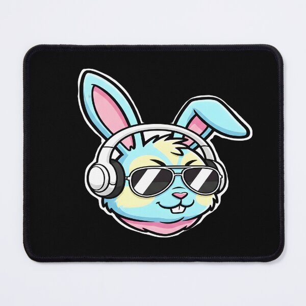 Item preview, Cool Blue DJ Bunny Head With Sunglasses designed and sold by Dakson Design - Fantasy Art.