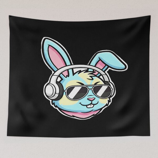 Item preview, Cool Blue DJ Bunny Head With Sunglasses designed and sold by Dakson Design - Fantasy Art.