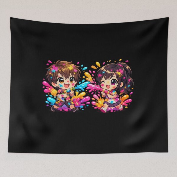 Item preview, Kawaii Chibi colour festival Splash – Cute Anime Pichkari Sticker designed and sold by CutePearlStudio.