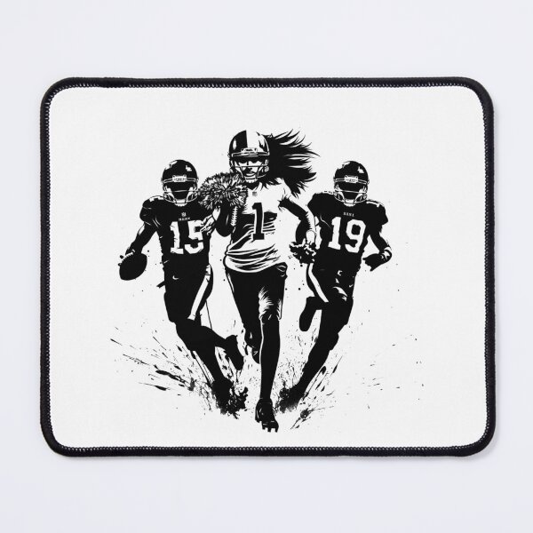 Item preview, Women’s Football Trio – Powerful Runner & Teammates Silhouette (Black & White) designed and sold by inkoutninja.