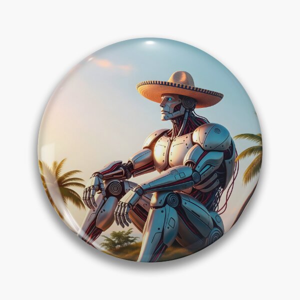Item preview, Solarpunk Robot Relaxing on Tropical Beach designed and sold by CreativeCorez.