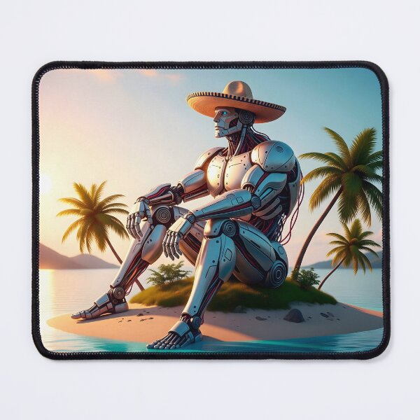 Item preview, Solarpunk Robot Relaxing on Tropical Beach designed and sold by CreativeCorez.
