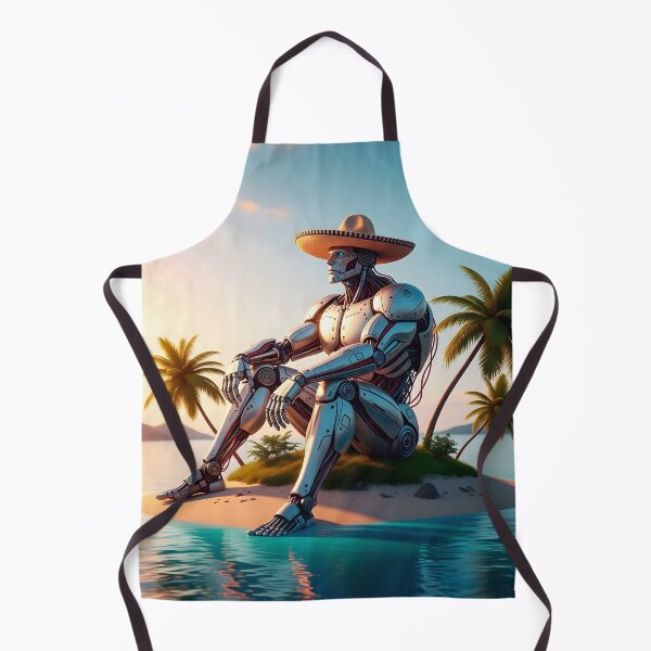 Item preview, Solarpunk Robot Relaxing on Tropical Beach designed and sold by CreativeCorez.