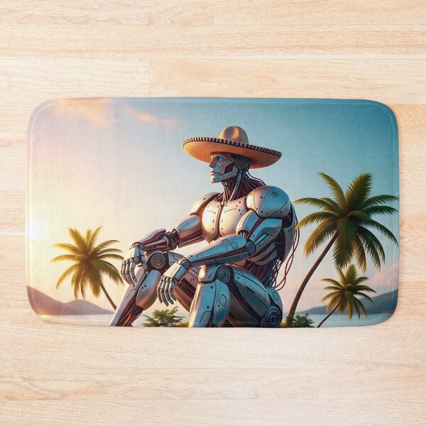 Item preview, Solarpunk Robot Relaxing on Tropical Beach designed and sold by CreativeCorez.