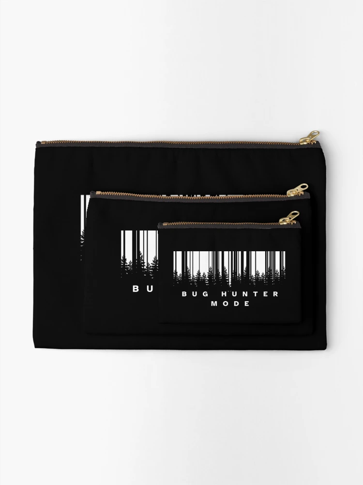 Thumbnail 2 of 4, Zipper Pouch, Bug Hunter Mode Programmer Sticker designed and sold by CodeChai-Studio.
