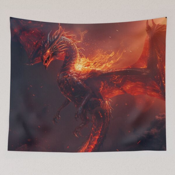Item preview, Flame Dragon Wyvern Hovering Above designed and sold by QuantumDrift.