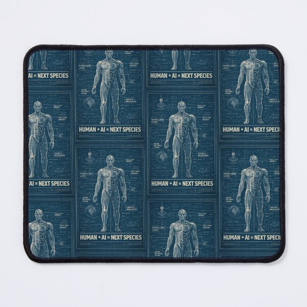 Item preview, Human + AI = Next Species – Transhumanism Artificial Intelligence Blueprint Design designed and sold by OrbitOfMind.