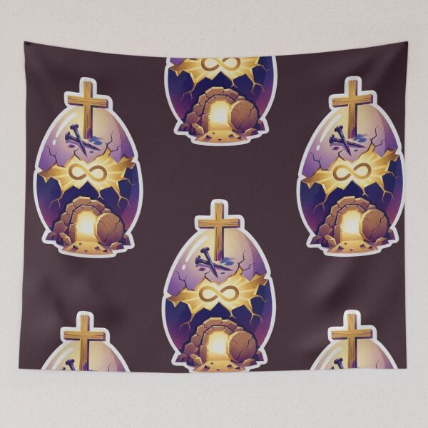 Item preview, Resurrection Egg Sticker Cross Nails Infinity Empty Tomb Purple Gold 2026 Jesus Suffered Died Rose on the 3rd Day designed and sold by BlackAndBrown.
