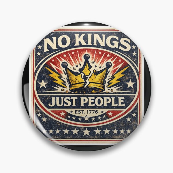 Item preview, No Kings Just People Sticker Anti Authoritarian Protest Broken Crown Democracy Design designed and sold by MaxLevelMerch.