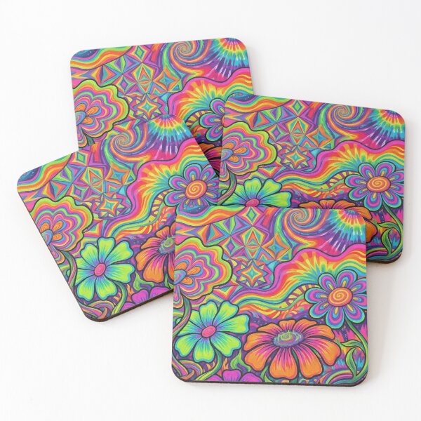 Item preview, Trippy Retro 70s Psychedelic Floral Garden Art designed and sold by Far Out Goods.