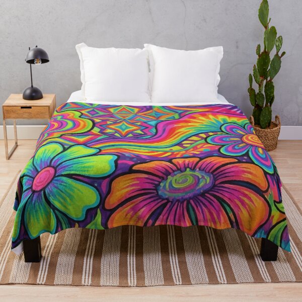 Item preview, Trippy Retro 70s Psychedelic Floral Garden Art designed and sold by Far Out Goods.