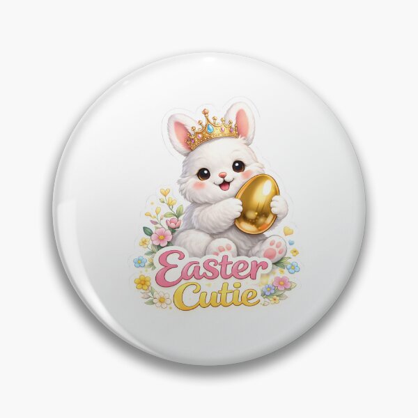 Item preview, Easter Cutie Bunny With Golden Egg Cute Easter Sticker designed and sold by MoodPawsCo.