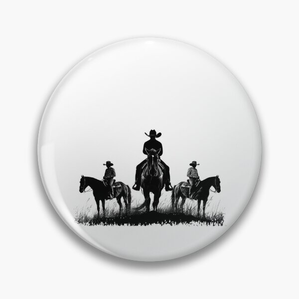 Item preview, Three Cowboys on Horseback – Western Riders Silhouette (Black & White) designed and sold by inkoutninja.