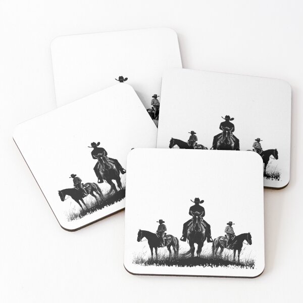 Item preview, Three Cowboys on Horseback – Western Riders Silhouette (Black & White) designed and sold by inkoutninja.
