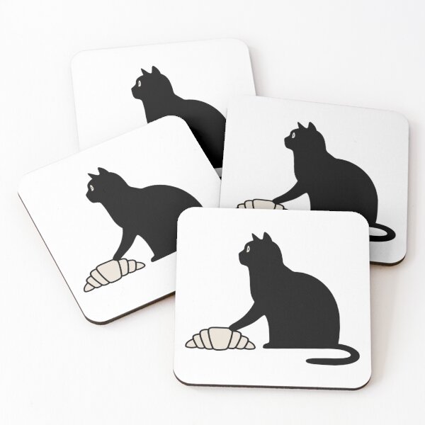 Item preview, Minimalist Black Cat with Croissant designed and sold by GASSISHOP.
