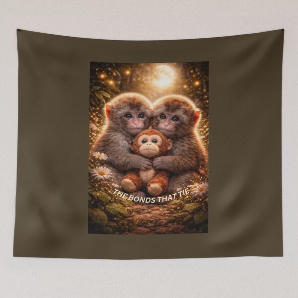 Item preview, Baby Macaque Kindred Spirits – Monkey Friendship Wildlife Art designed and sold by GeoWild Designs.