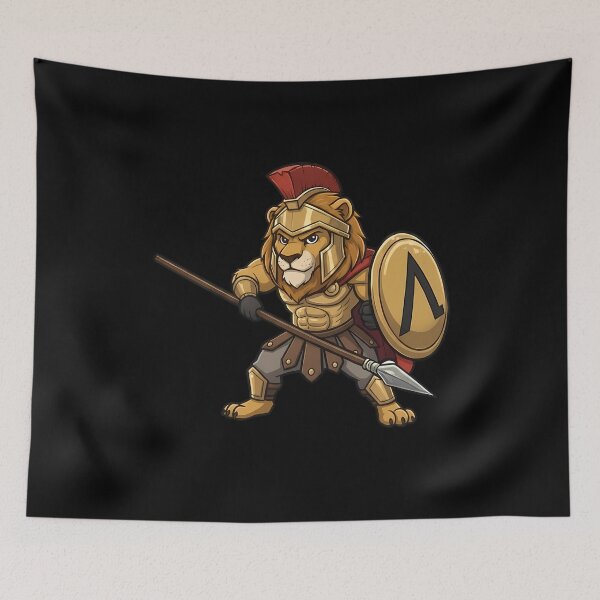 Item preview, Spartan Lion Warrior Mascot with Spear and Shield designed and sold by k3rstman1.