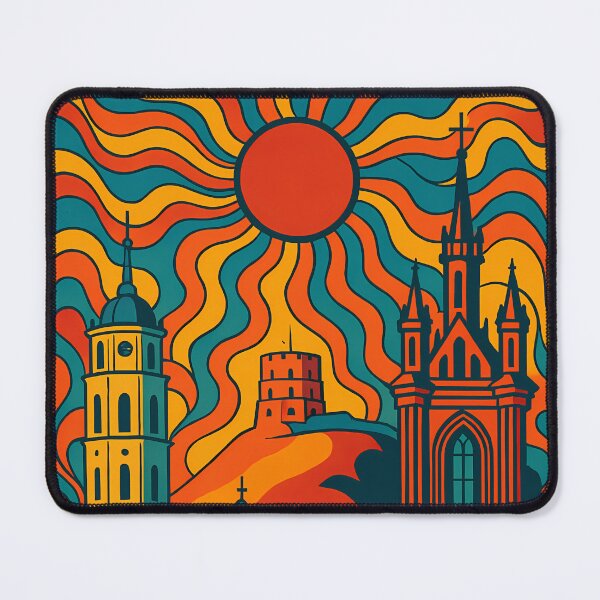 Item preview, Trippy Psychedelic Poster of Vilnius | Neon Gediminas’ Tower & Old Town Skyline | Surreal Lithuanian Cityscape Art designed and sold by PaintedPixels01.
