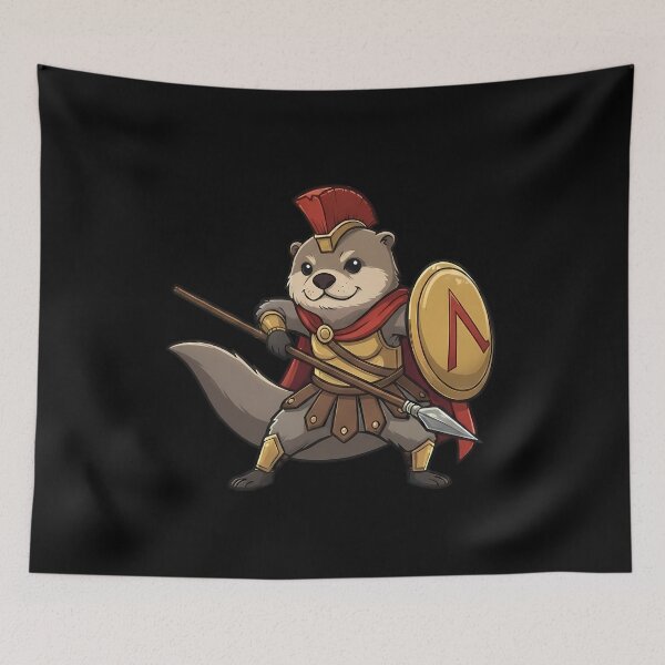 Item preview, Cute Spartan Otter Warrior with Spear and Shield designed and sold by k3rstman1.