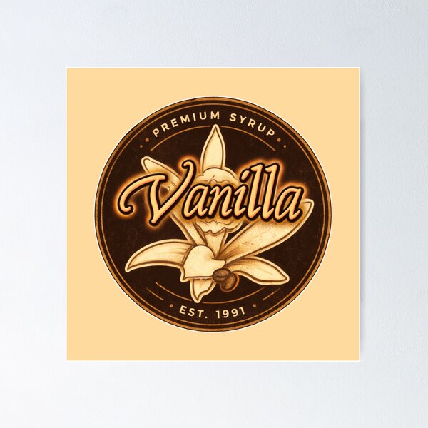 Item preview, Vintage Vanilla Syrup Label – Café Coffee Aesthetic Est 1991 designed and sold by sososweett.