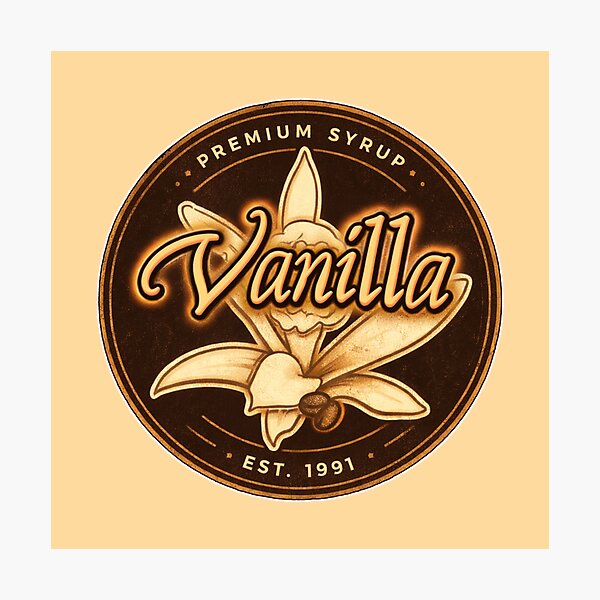 Item preview, Vintage Vanilla Syrup Label – Café Coffee Aesthetic Est 1991 designed and sold by sososweett.