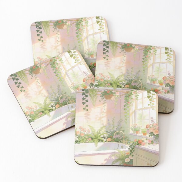 Item preview, Beautiful Indoor Garden Illustration Set, Floral Bathroom Wall Art Prints designed and sold by BlareBlare.