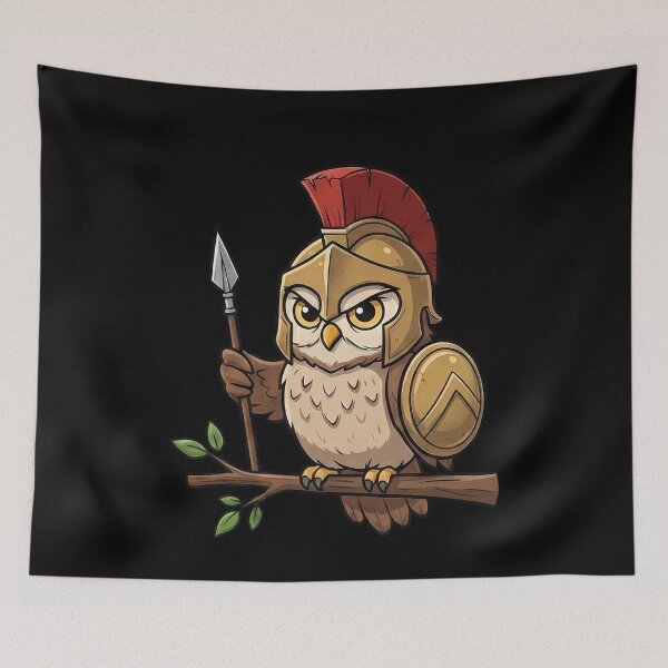 Item preview, Spartan Owl Ancient Greek Warrior Bird designed and sold by k3rstman1.