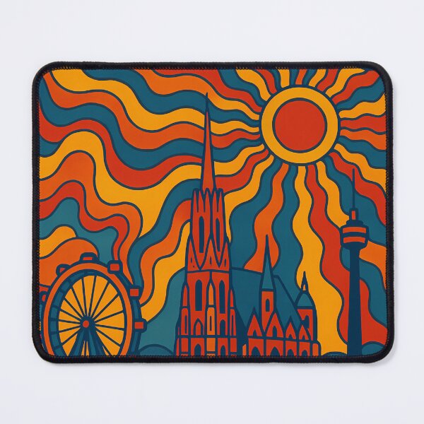 Item preview, Trippy Psychedelic Poster of Vienna | Neon St. Stephen’s Cathedral & Danube Skyline | Surreal Austrian Cityscape Art designed and sold by PaintedPixels01.