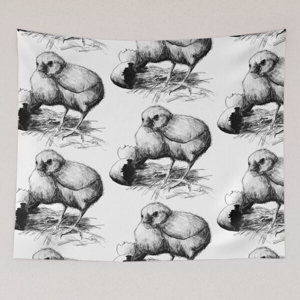 Item preview, Freshly Hatched Chicken Pencil Sketch designed and sold by Jaana Day.