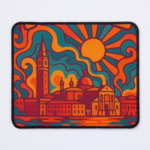 Item preview, Trippy Psychedelic Poster of Venice | Neon Grand Canal & Rialto Bridge Skyline | Surreal Italian Cityscape Art designed and sold by PaintedPixels01.