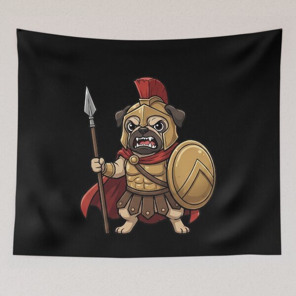 Item preview, Mighty Spartan Pug Warrior Ancient Greek Dog designed and sold by k3rstman1.