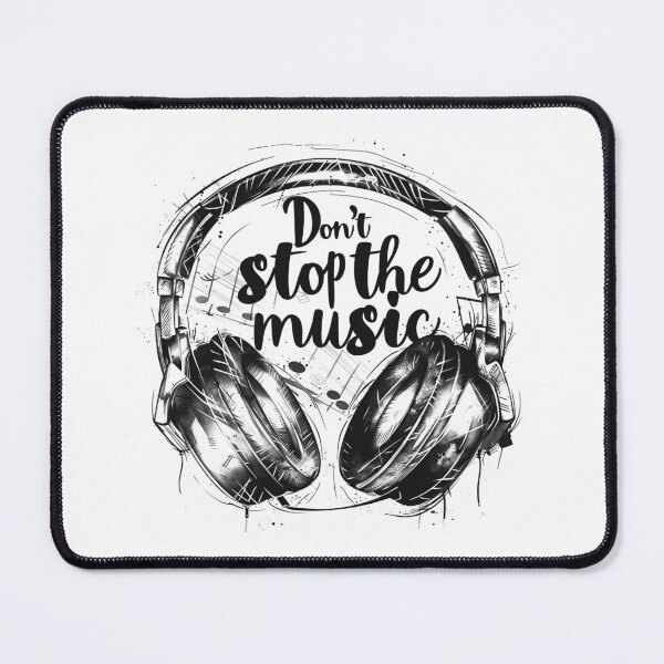 Item preview, Don’t Stop the Music – Vintage Headphones Typography (Black & White) designed and sold by inkoutninja.